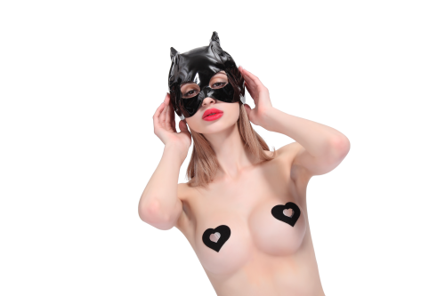 Vinyl Черна котка маска за глава- един размер Lack-Cat-Mask Black Level