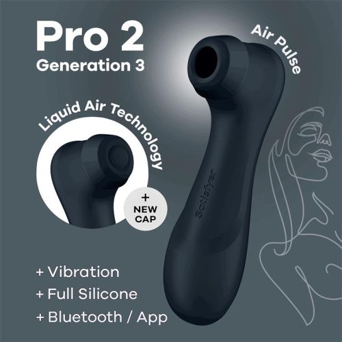SATISFYER Pro 2 Gen 3 Liquid Air Technology Suction and Vibration App Connect Black